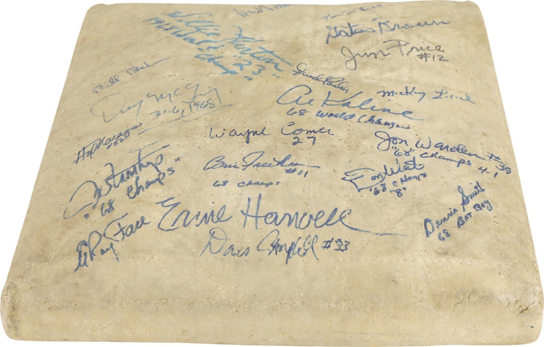 1968 Detroit Tigers World Series Champs Team Signed Game Used Base PSA DNA COA