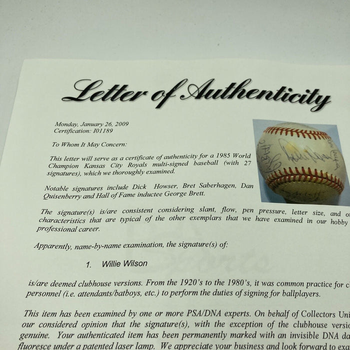 1985 Kansas City Royal World Series Champs Team Signed Baseball With JSA COA