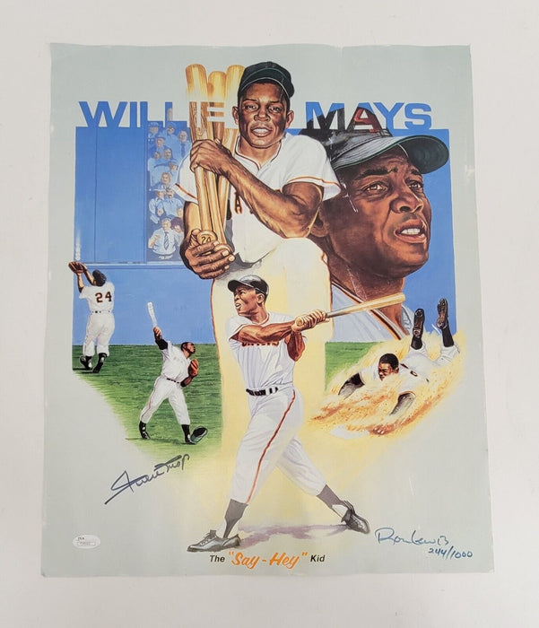 Willie Mays Signed 16x20 Ron Lewis Photo LE #244/1000 JSA COA