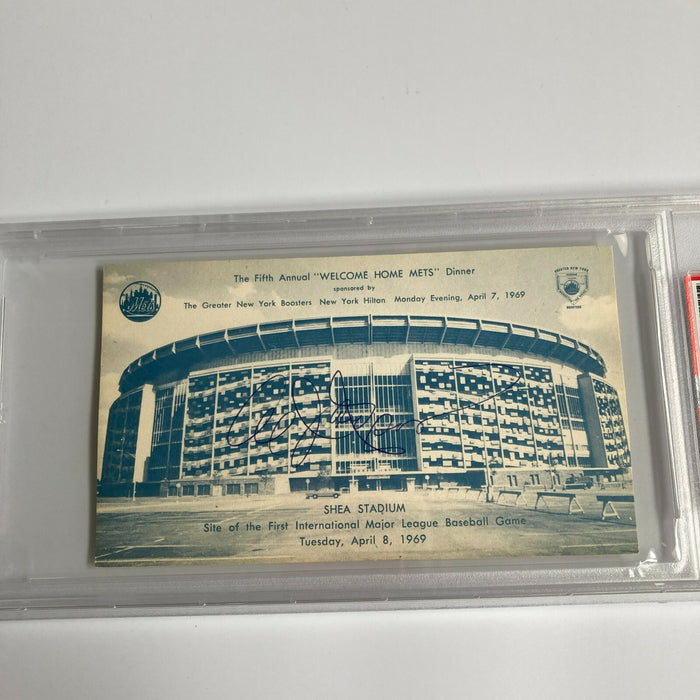 Al Jackson Signed 1969 New York Mets Shea Stadium Postcard PSA DNA RARE