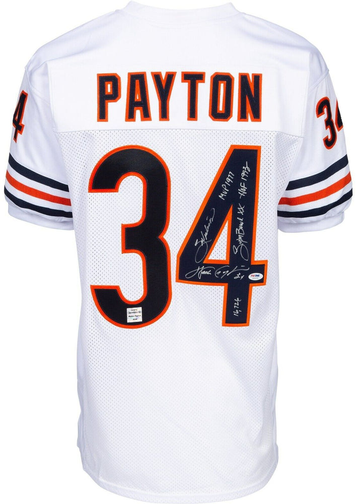 Walter Payton "Sweetness, MVP 1977, HOF 1993" Signed Chicago Bears Jersey PSA