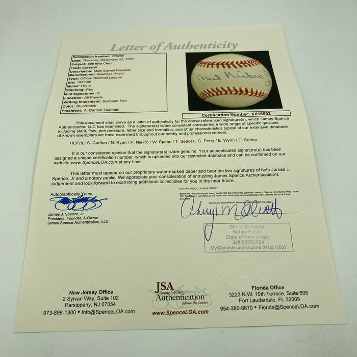 300 Win Club Signed Baseball Nolan Ryan Tom Seaver 8 Sigs JSA COA