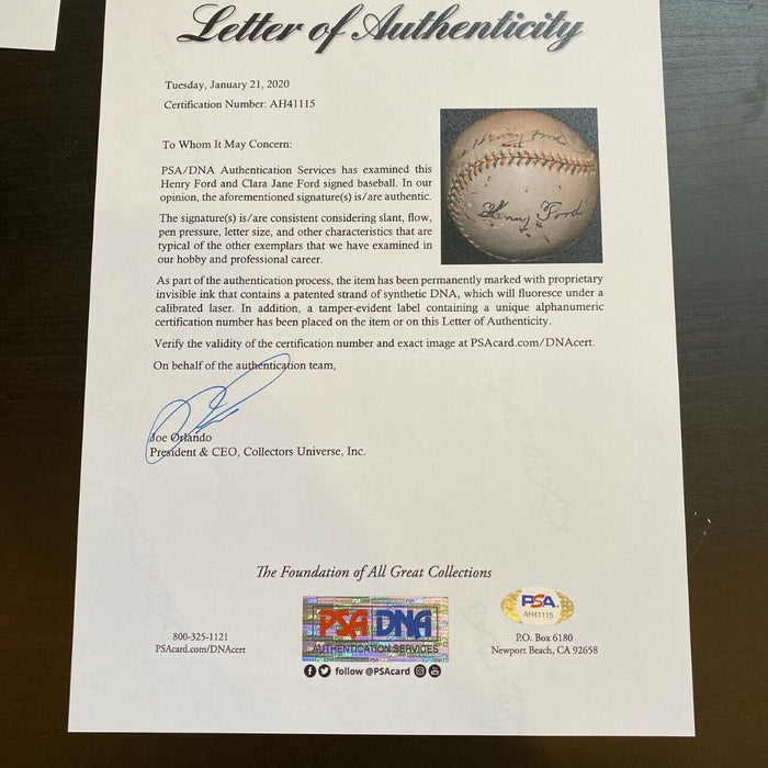 Historic Henry Ford Signed 1933 Ford Motor Company Baseball With PSA DNA COA