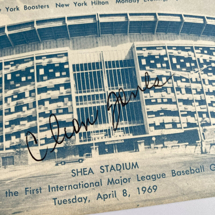Cleon Jones Twice Signed 1969 New York Mets Shea Stadium Postcard