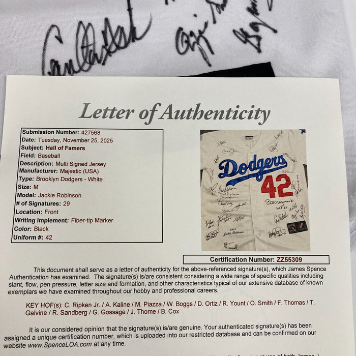 Beautiful Hall Of Fame Multi Signed Jackie Robinson Jersey 29 Signatures JSA COA