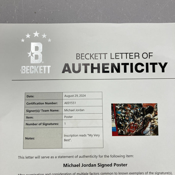 Michael Jordan Rookie Signed 1986 Fleer Starline Poster Huge Signature Beckett