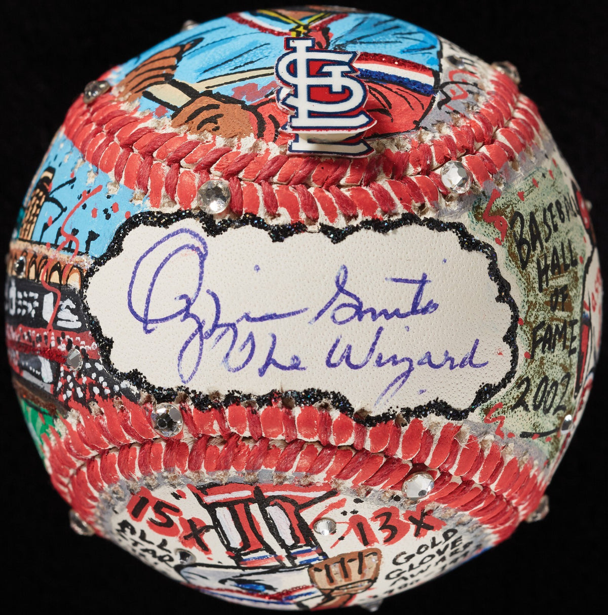 Ozzie Smith Signed Charles Fazzino Hand Painted Pop Art Baseball