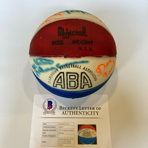 1972-73 Kentucky Colonels Team Signed Official ABA Game Basketball Beckett COA