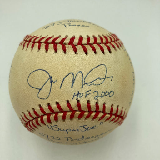 Joe Montana Signed Heavily Inscribed Career STAT Baseball Reggie Jackson COA