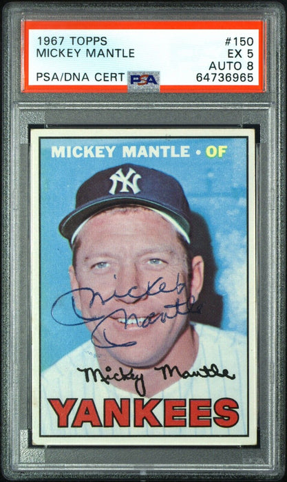 1967 Topps Mickey Mantle #150 Signed Baseball Card PSA DNA 8 Auto