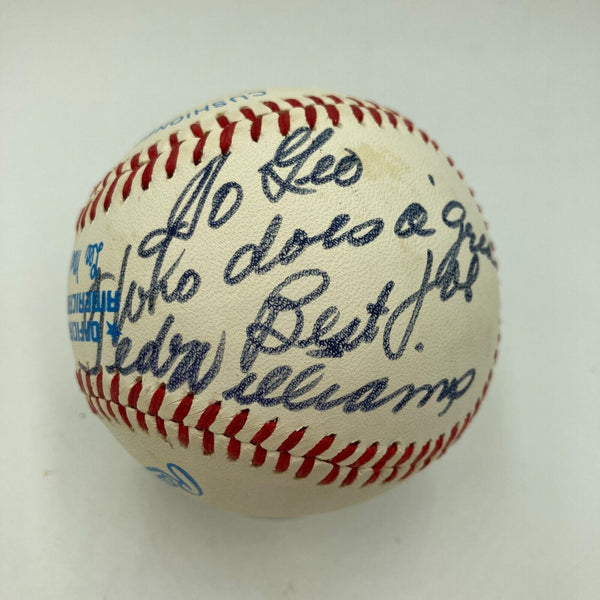 Ted Williams "Does A Great Job" Signed Inscribed Baseball PSA DNA