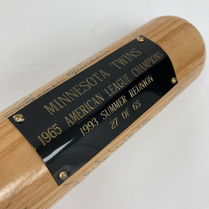 1965 Minnesota Twins American League Champs Team Signed Baseball Bat JSA COA