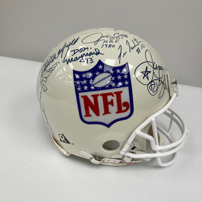 Johnny Unitas Joe Namath Len Dawson Hall Of Fame Multi Signed NFL Helmet JSA COA