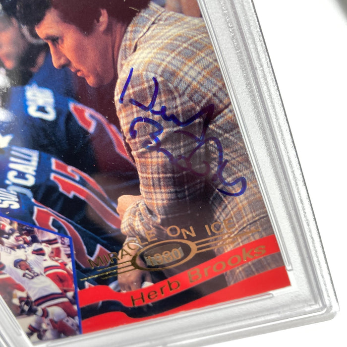 Herb Brook Signed 1995 Signature Rookies Miracle on Ice Card PSA DNA 1980 USA