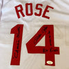 Pete Rose "Hit King Charlie Hustle 4256" Signed Cincinnati Reds Jersey JSA COA