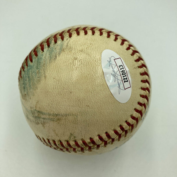 Gabby Hartnett Edd Roush Don Drysdale Signed Game Used Baseball From Bat Boy JSA