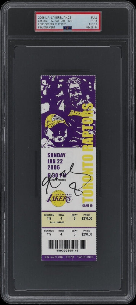 Kobe Bryant Signed 81 Point Full Ticket Jan. 22, 2006 PSA DNA NM 8