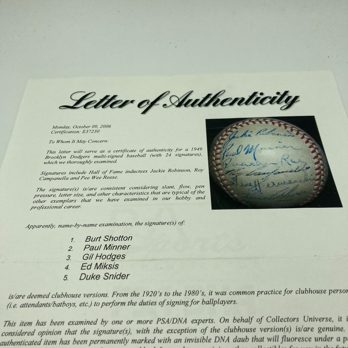 Jackie Robinson Roy Campanella 1949 Brooklyn Dodgers Team Signed Baseball PSA
