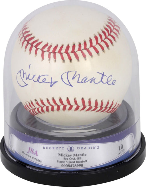 Mickey Mantle Signed American League Baseball JSA Graded 10 GEM MINT Beckett