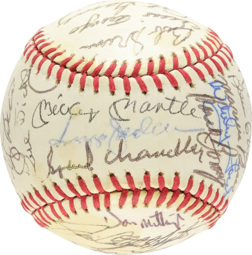 Mickey Mantle Roger Maris Joe Dimaggio Yankees Greats Signed Baseball 36 Sig PSA