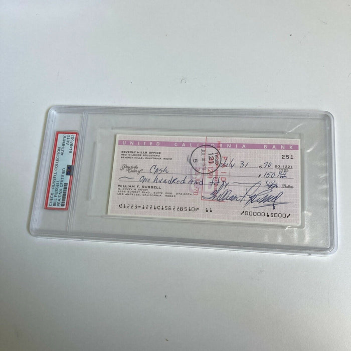 Bill Russell Signed Autographed Bank Check PSA DNA Boston Celtics HOF Legend