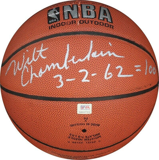 Extraordinary Wilt Chamberlain 100 Point Game 3/2/1962 Signed Basketball PSA DNA