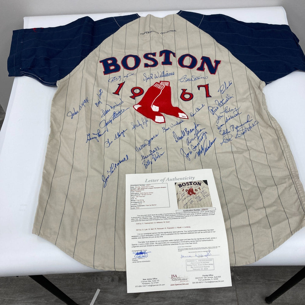 1967 Boston Red Sox AL Champs Team Signed Jersey Carl Yastrzemski 26 Sigs JSA