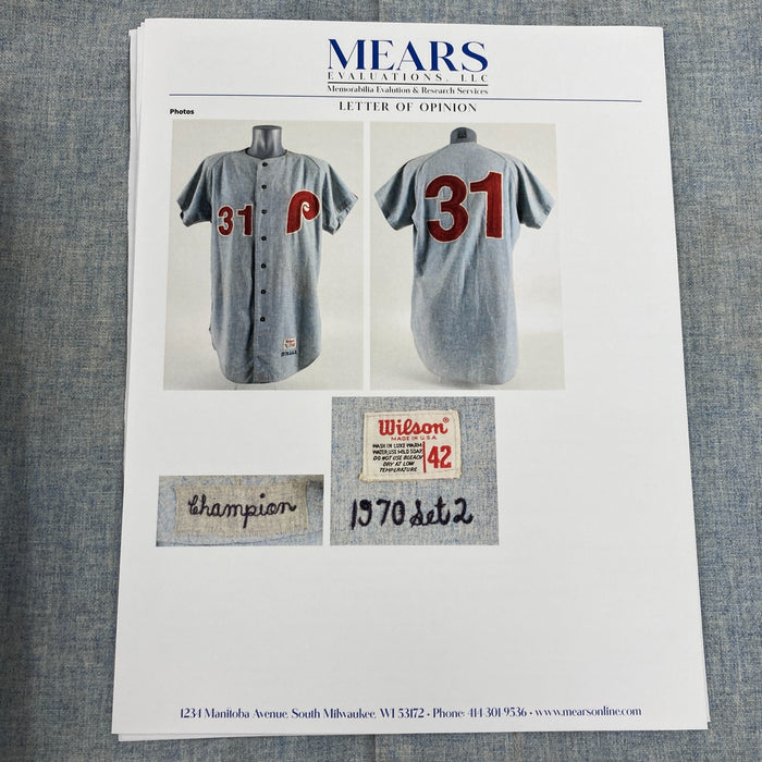 Billy Champion 1970 Game Used Philadelphia Phillies Jersey MEARS A10 The Finest