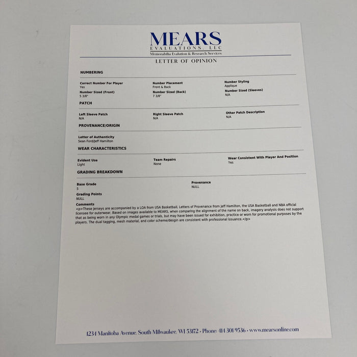 1992 Magic Johnson Signed Game Used Team USA Olympics Jersey MEARS COA