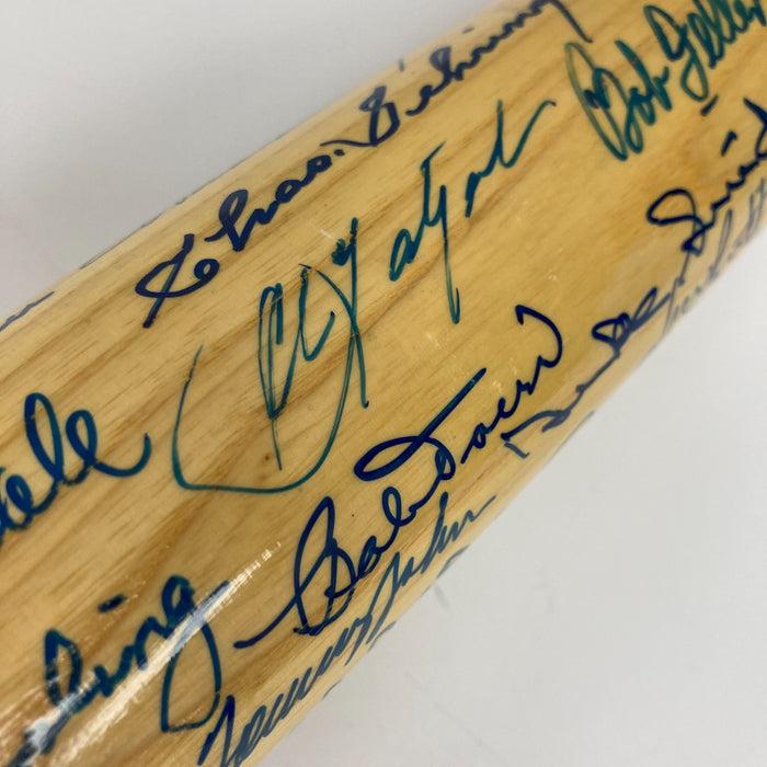 Beautiful Hall Of Fame Multi Signed Bat 66 Sigs Hank Aaron Willie Mays PSA DNA