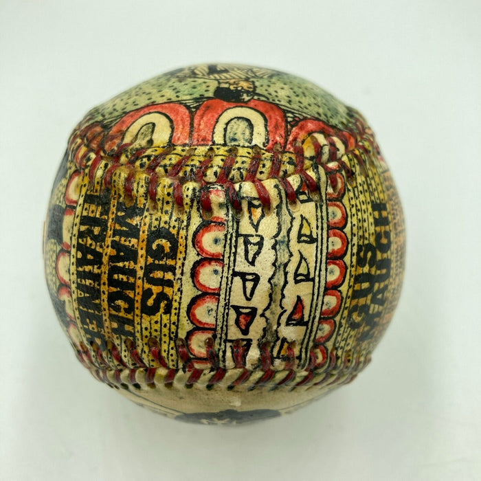 Beautiful Mickey Mantle Hand Painted George Sosnak Folk Art Signed Baseball