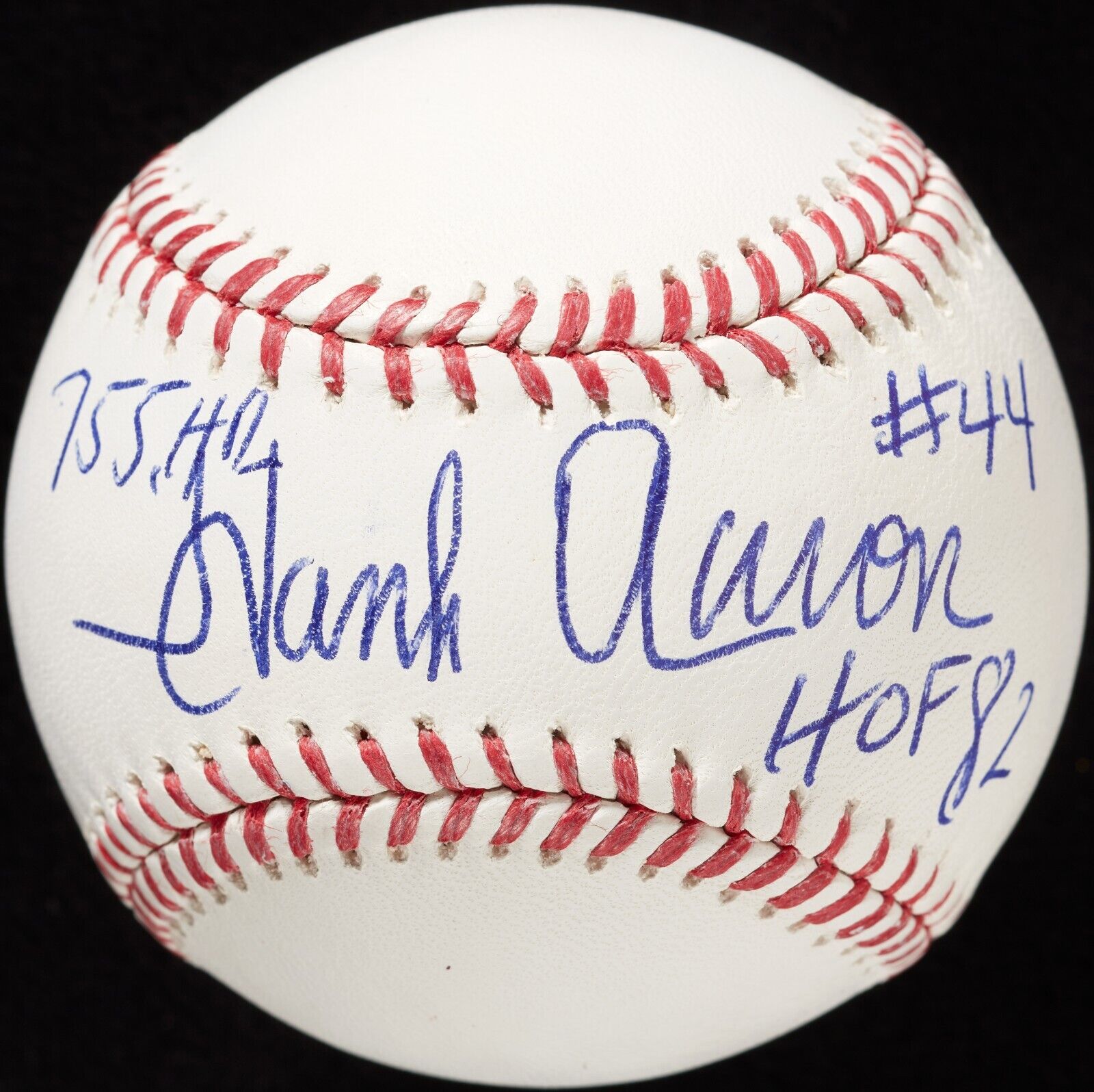 Incredible Hank Aaron Signed Heavily Inscribed STAT Baseball JSA