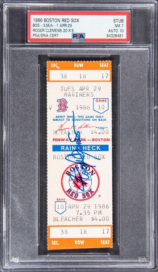 Roger Clemens Signed 1986 First 20 Strikeout Game Ticket PSA 7 Auto 10 POP 1!