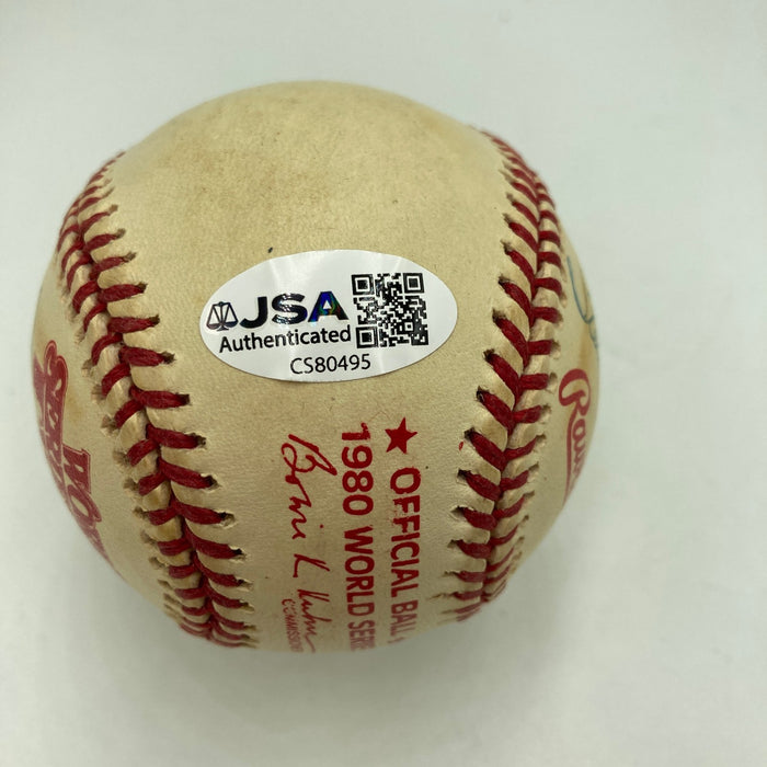 Mike Schmidt Steve Carlton Pete Rose Signed 1980 World Series Baseball JSA COA