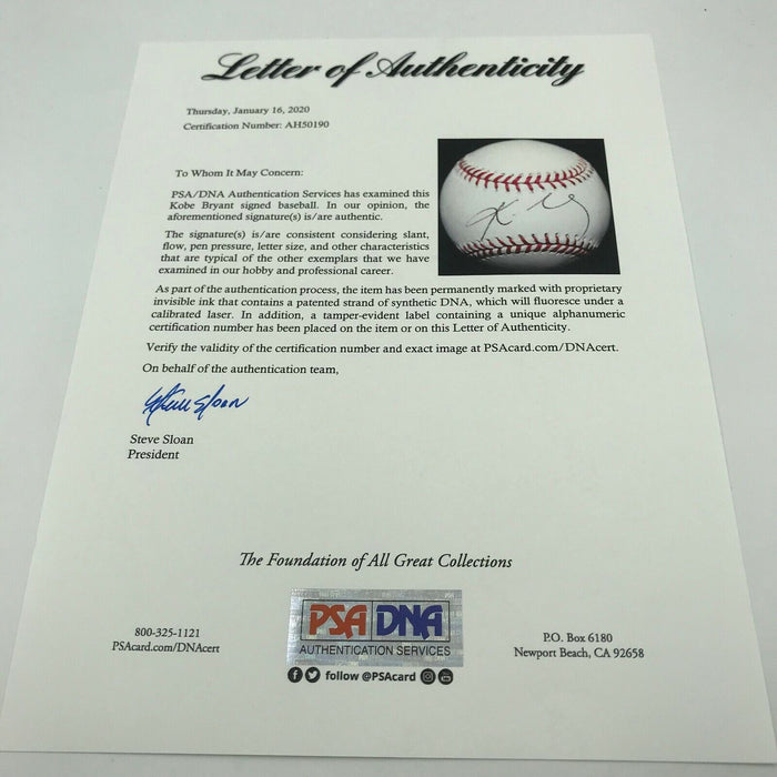 Kobe Bryant Single Signed Official Major League Baseball With PSA DNA COA