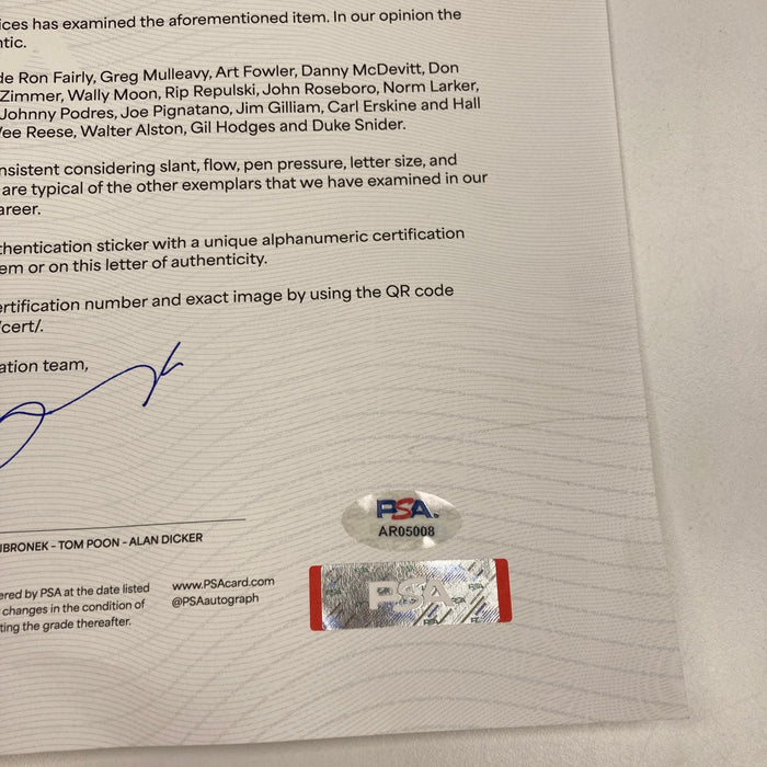 1959 Los Angeles Dodgers World Series Champs Team Signed Baseball PSA DNA COA