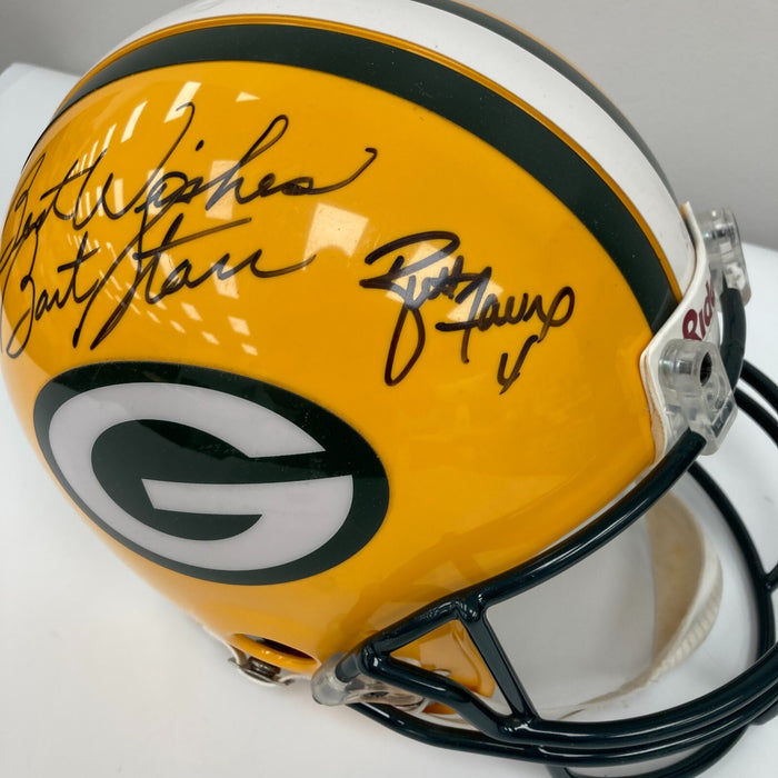 Bart Starr Brett Favre & Aaron Rodgers Signed Green Bay Packers Helmet Beckett