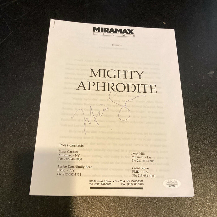 Mira Sorvino Signed Mighty Aphrodite Movie Script JSA COA