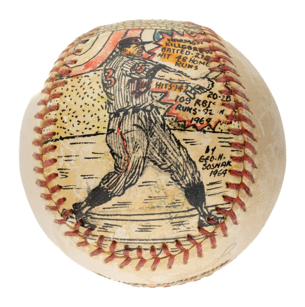 Beautiful Harmon Killebrew Hand Painted George Sosnak Folk Art Signed Baseball