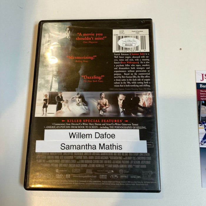 Willem Dafoe & Samantha Mathis Signed American Psycho DVD With JSA COA