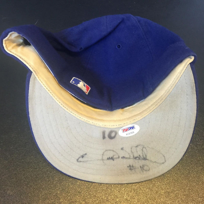 1990's Garry Sheffield Signed Game Used Los Angeles Dodgers Cap Hat PSA DNA COA