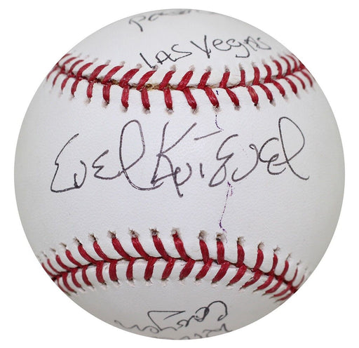 Evel Knievel Signed Heavily Inscribed Baseball Caesars Palace, Las Vegas JSA COA