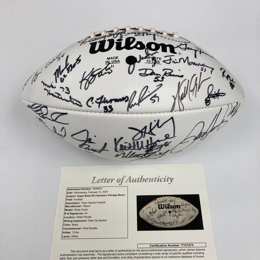 1985 Super Bowl Champs Chicago Bears Team Signed Football Walter Payton JSA COA