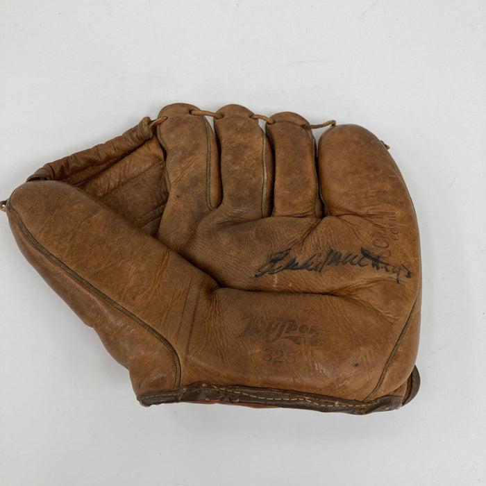 Eddie Mathews Signed 1950's Game Model Baseball Glove JSA COA
