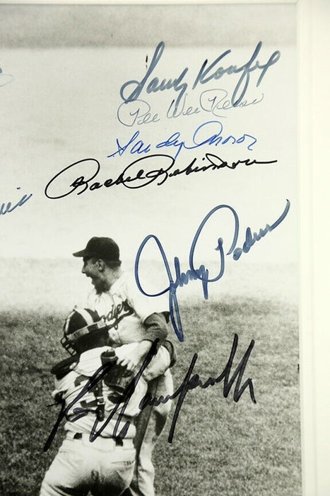 1955 Brooklyn Dodgers W.S. Champs Team Signed 16x20 Photo Koufax Campanella PSA