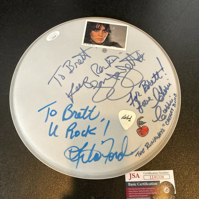 The Runaways Cherry Bomb Joan Jett, Lita Ford, Cherri Curri Signed Drumhead JSA