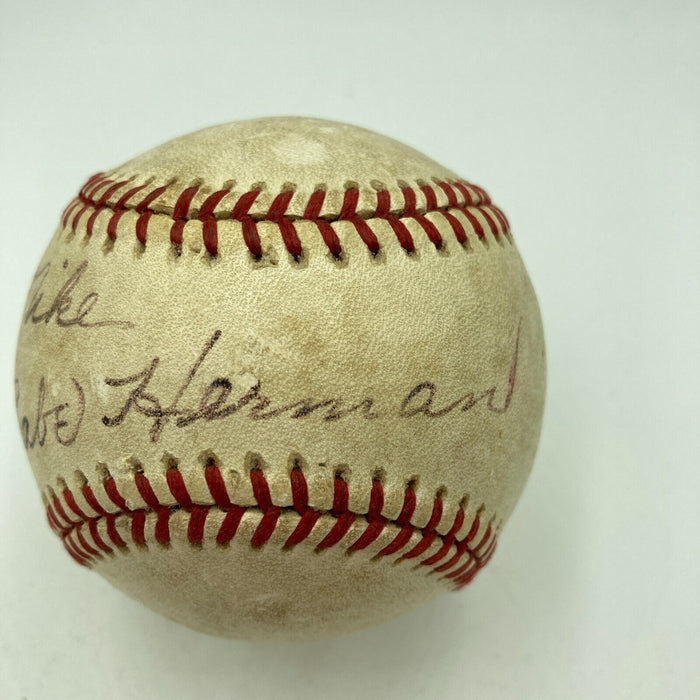 Rare Babe Herman Single Signed National League Feeney Baseball JSA Sticker