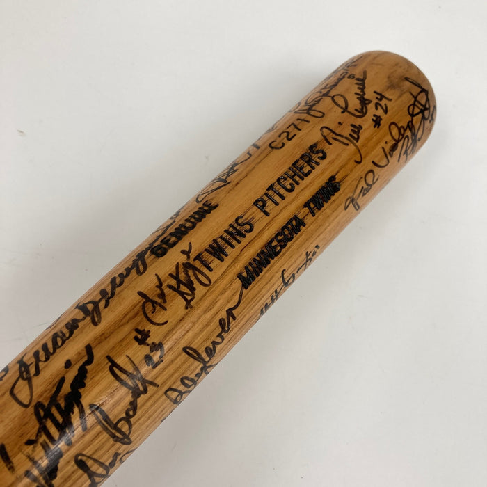 Minnesota Twins Pitchers Multi Signed Game Used Baseball Bat 50+ Sigs JSA COA