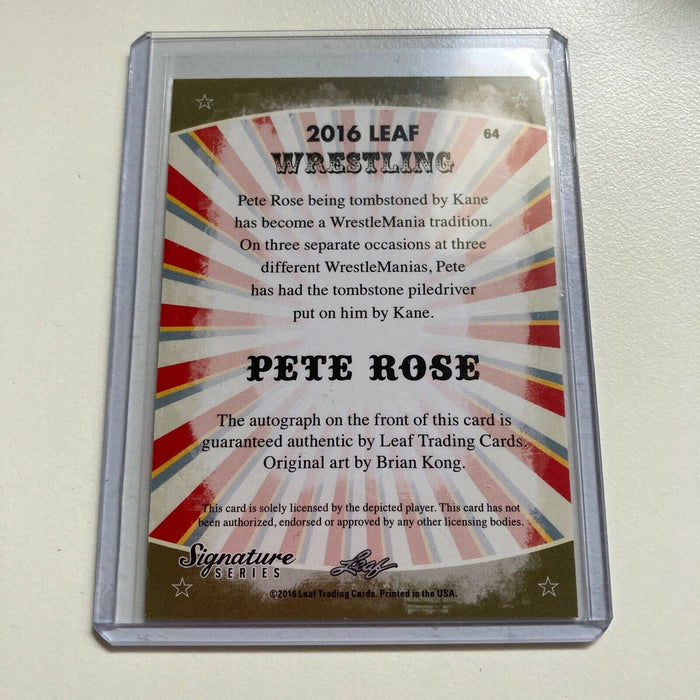 2016 Leaf Wrestling Pete Rose #4/10 Auto Signed Baseball Card