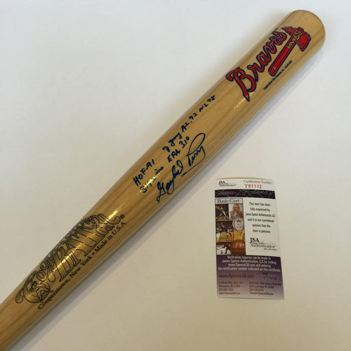 The Finest Gaylord Perry Signed Heavily Inscribed Career Stats Bat With JSA COA